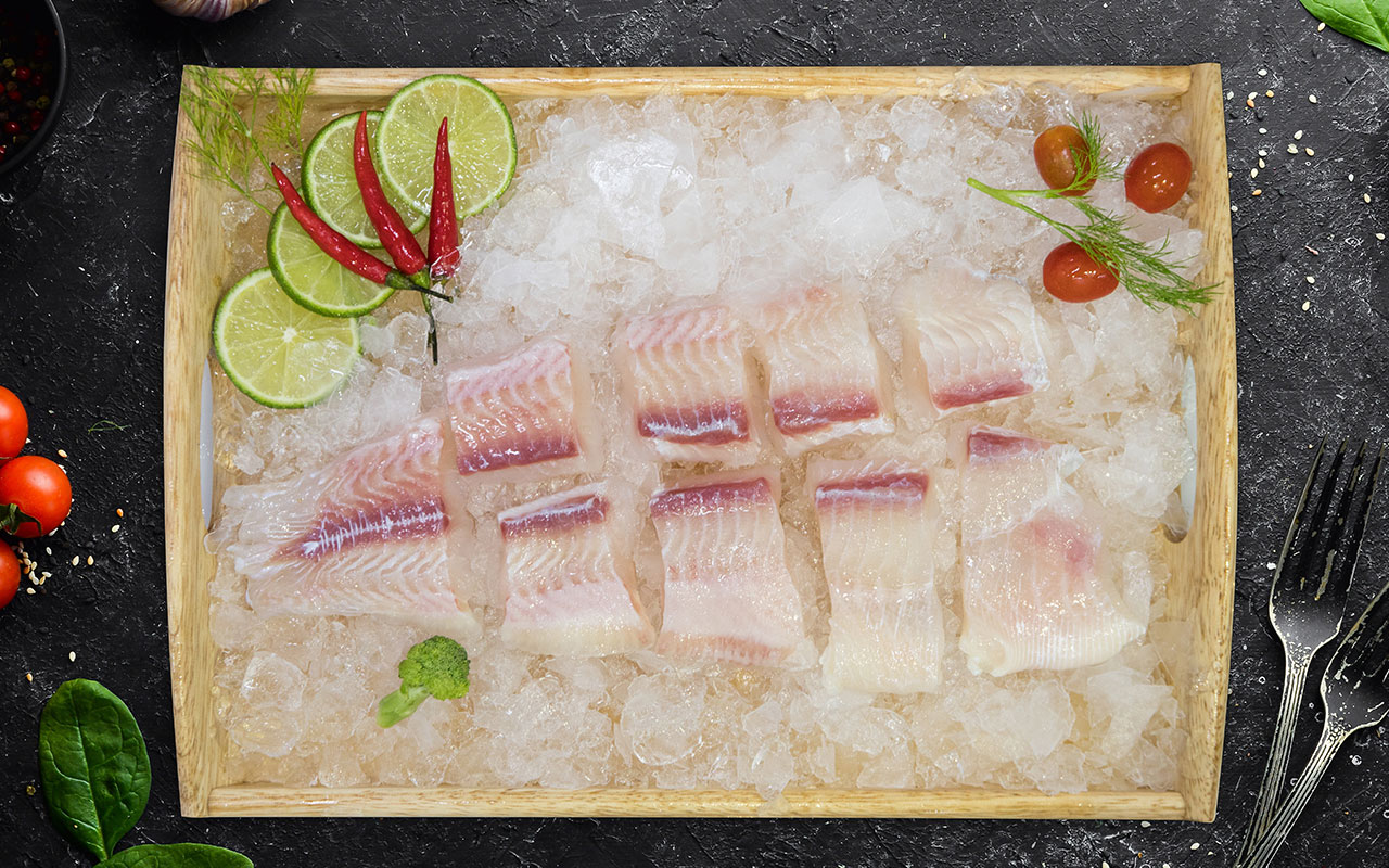 FROZEN PANGASIUS CUBES, UNTRIMMED